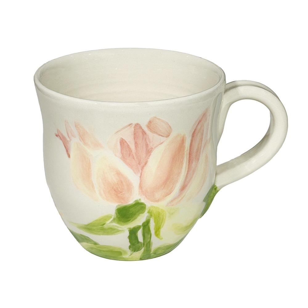 Garden Party Coffee Mug Flowers Large Cup 16 oz. Signed Hand Painted